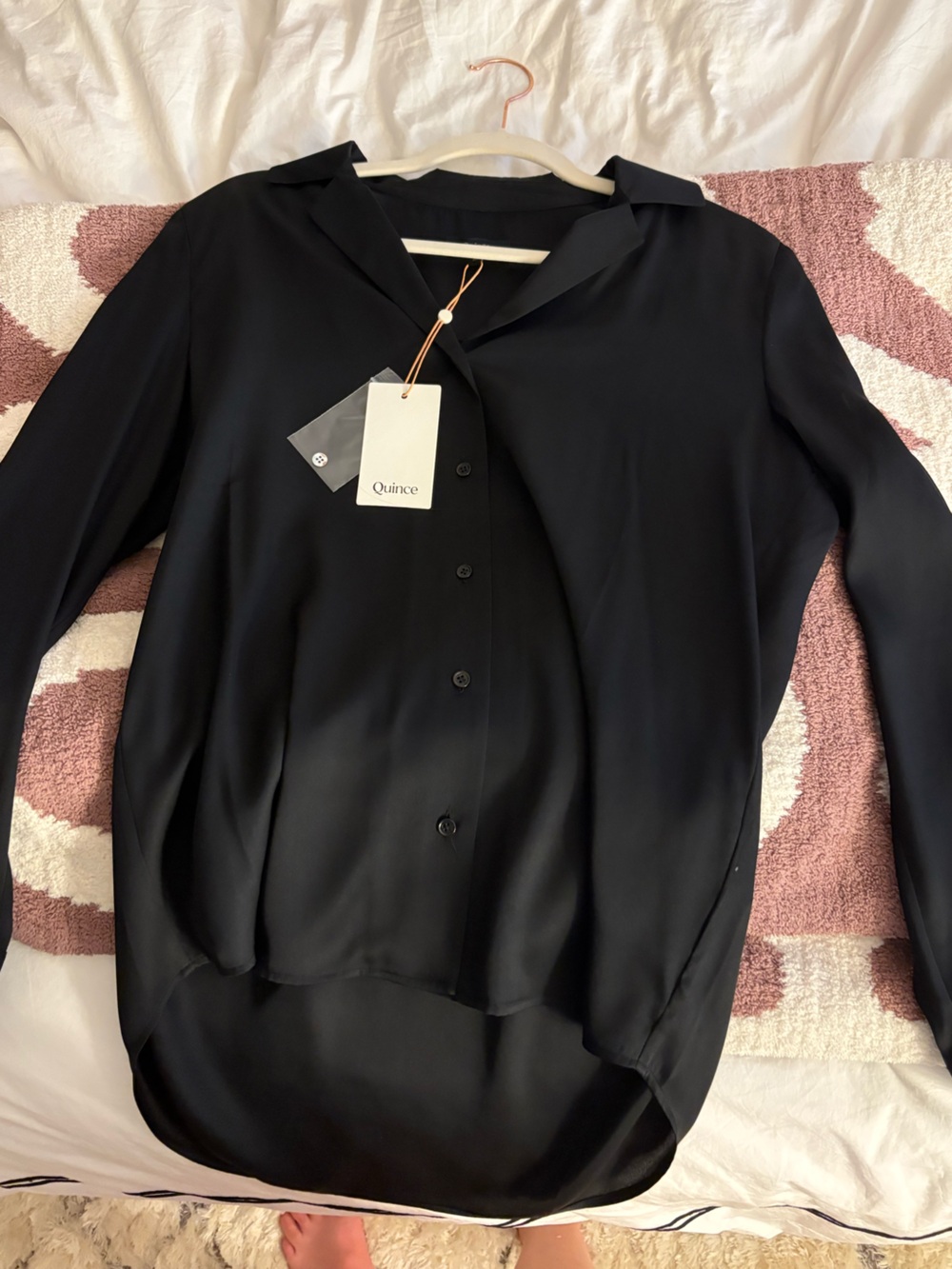 Quince Black Satin V-Neck Blouse - Picture 3 of 4